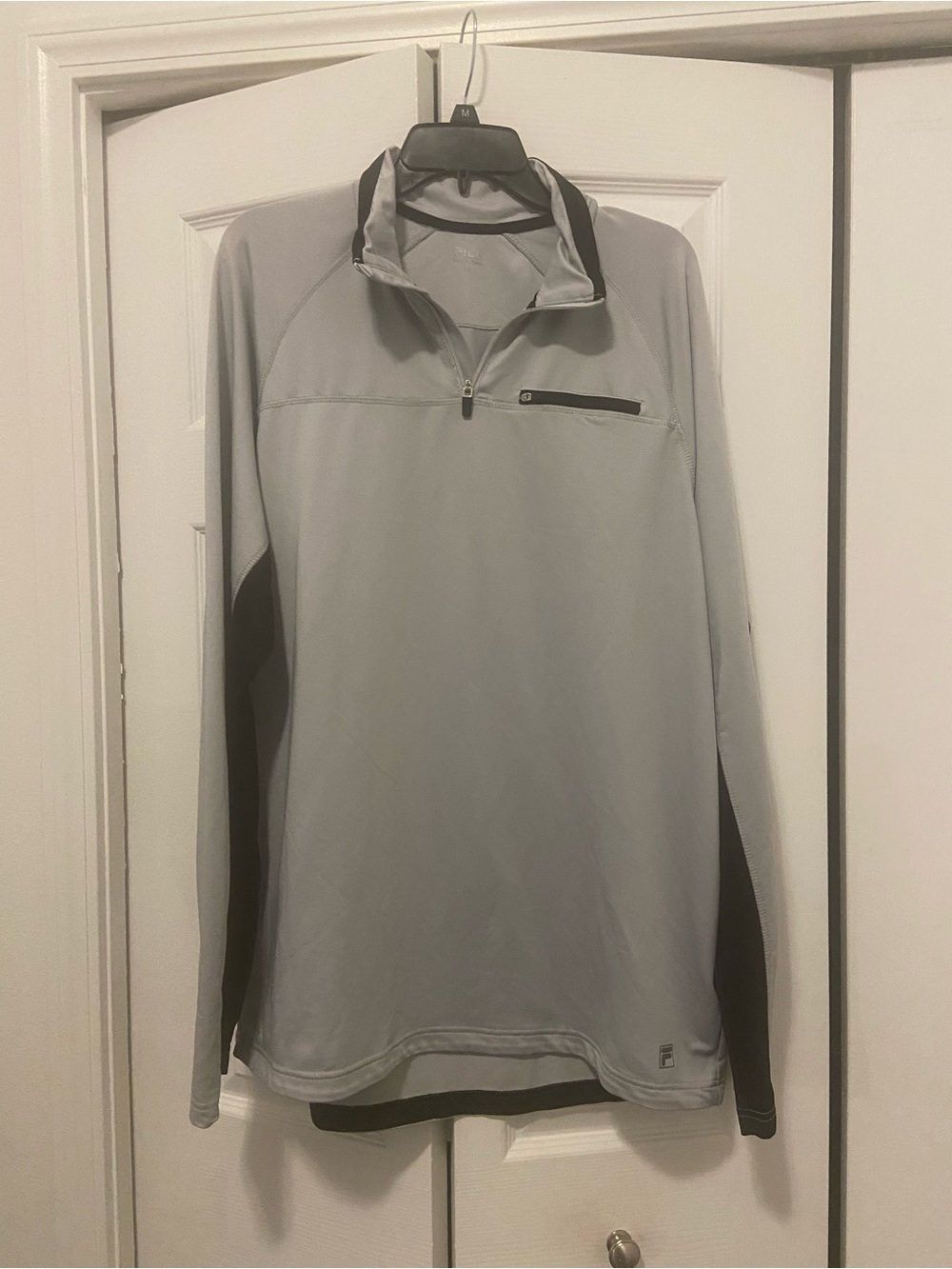 Fila Men's Light Gray and Black Quarter-Zip Pullover
